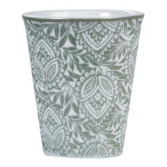 6 tasses à café 9 cl en porcelaine grise et motifs floraux - CAMILLE