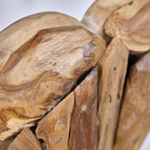 Décoration cœur 30 cm en bois de teck exotique sur socle - KOKORO