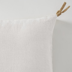 Coussin en tissu déhoussable 45 x 45 cm à pompons - blanc - SOLINE