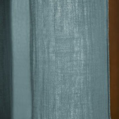 Rideau 140 x 300 cm gaze de coton et anneaux métal - bleu canard - GAIA