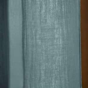 Rideau 140 x 300 cm gaze de coton et anneaux métal - bleu canard - GAIA