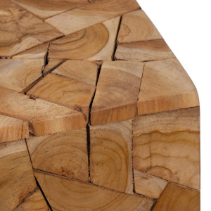 Tabouret carré artisanal 40 cm de haut en bois de teck - COLUMBIA
