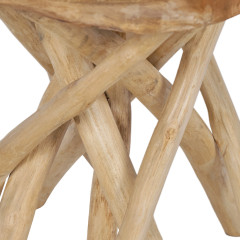 Tabouret d'appoint 40cm de haut en assemblage de bois de teck - FIGARO
