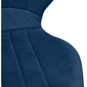 Chaise haute de bar en velours capitonné avec dossier - bleu foncé - VICTOR