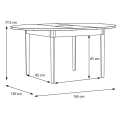 Table de repas ronde extensible 130 à 165 cm décor chêne - BEVERLY