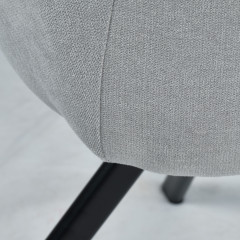 Chaise pivotante 360 en lin accoudoirs et pied en métal noir - gris - BERLIN