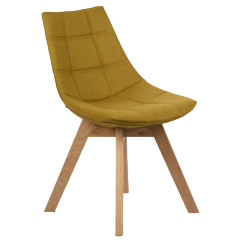 Chaise en tissu dossier avec piétement en bois massif - jaune - DEB