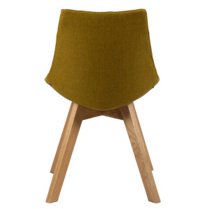 Chaise en tissu dossier avec piétement en bois massif - jaune - DEB