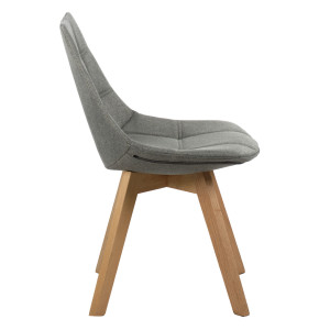Chaise en tissu dossier avec piétement en bois massif - gris - DEB