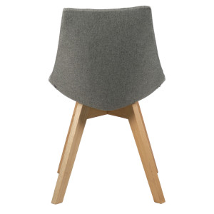 Chaise en tissu dossier avec piétement en bois massif - gris - DEB