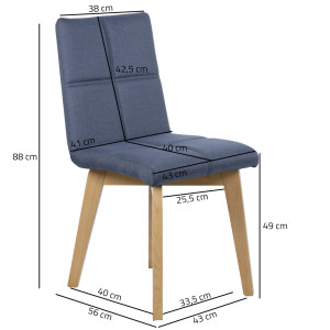 Chaise en tissu et capitonné design scandinave - bleu - MANON
