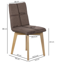 Chaise en tissu et capitonné design scandinave - marron - MANON