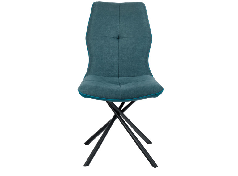 Chaise design en tissu avec piètement en métal noir - bleu - ALINE