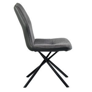 Chaise design en tissu avec piètement en métal noir - anthracite - ALINE