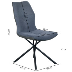 Chaise design en tissu avec piètement en métal noir - gris - ALINE