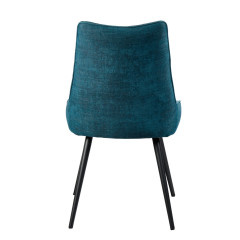 Chaise en tissu avec piétement en métal noir - bleu - TIRANA