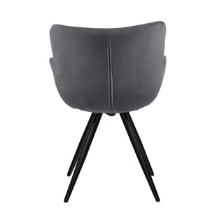 Chaise en velours avec piètement en métal noir - gris - LILOU