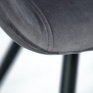 Chaise en velours avec piètement en métal noir - gris - LILOU