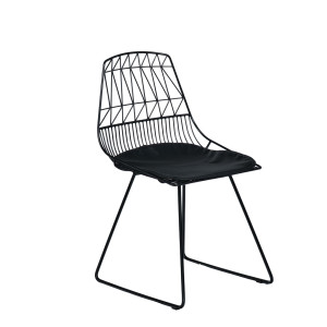 Chaise filaire en métal noir - dossier forme géométrique - PALERMO 01