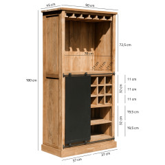 Armoire à vin 13 niches 1 porte en métal 90cm bois teck recyclé - YOGI