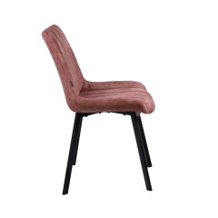 Chaise capitonnée en velours gris et pieds métal noir -  rose - EMMA