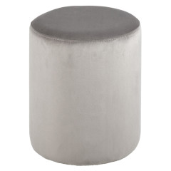 Pouf tube repose pied 41 cm cylindrique en velours - gris clair - JOEL
