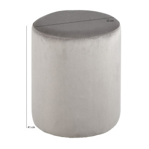 Pouf tube repose pied 41 cm cylindrique en velours - gris clair - JOEL