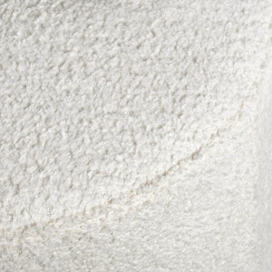 Pouf / Repose Pieds Cylindrique Rond en Tissu Bouclette Blanc Écru D 33 x H 41 cm - ELLIE
