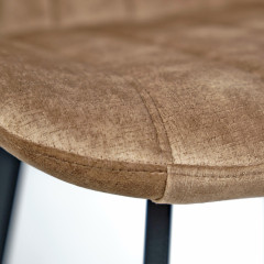 Chaise de bar capitonnée en velours et pieds en métal noir - marron - EMMA