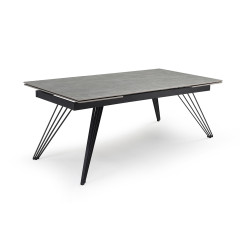 Table extensible céramique gris marbré 180/260cm - 8 piètements - UNIK