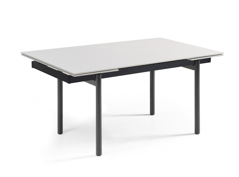 Table extensible en céramique blanche 180/260 cm - 8 piètements - UNIK