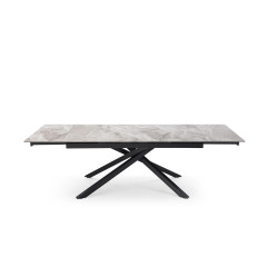 Table extensible en céramique gris marbré 180/260 cm - 8 piètements - UNIK