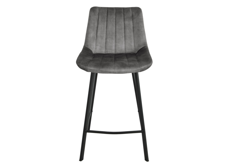 Chaise de bar capitonnée en velours et pieds en métal noir - gris - EMMA