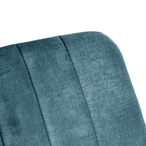 Chaise de bar capitonnée en velours et pieds en métal noir - bleu - EMMA