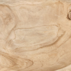 Corbeille 27 cm en bois massif de teck avec 2 anses en corde - AGADIR