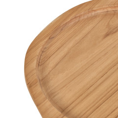 Planche de découpe 33x20 cm ronde avec poignée en bois de teck - HANS