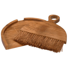 Brosse de table et pelle en fibres de palmier et bois de teck - WINNIE