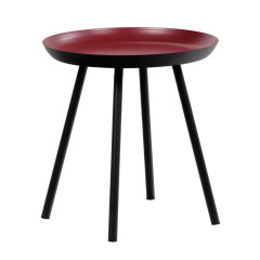 Table d'appoint ronde diamètre 38 cm métal rouge foncé mat pieds métal noir - LAK 8969
