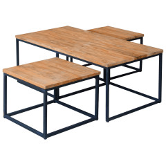 Tables gigognes basses rectangles et carrées en bois de teck - VERONA