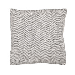 Coussin en coton brodé carré 40 x 40 cm motifs chevrons gris - BROKE