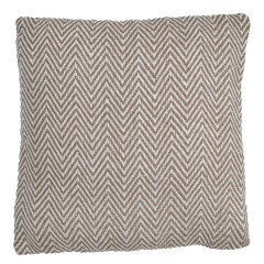 Coussin en coton brodé carré 40 x 40 cm motifs chevrons beige - WAVE
