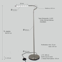 Lampadaire en métal 6 LED sur tête flexible - caractéristiques - LUMPY