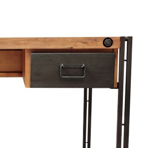 Bureau en bois d'acacia et métal au design industriel - vue détails - ATELIER
