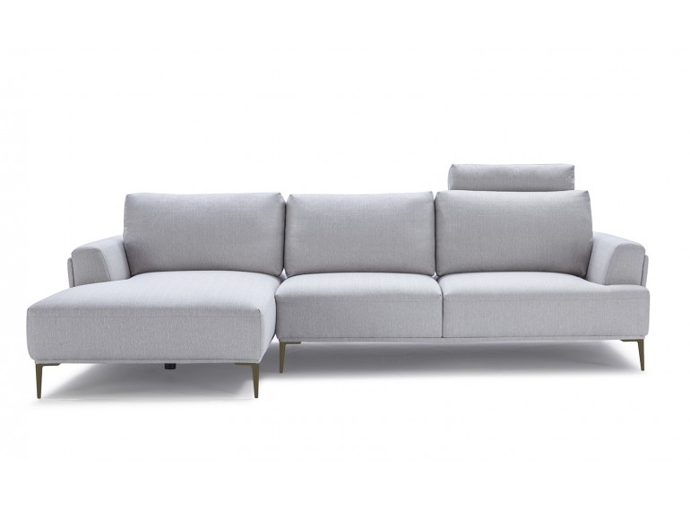 Canapé d'angle gauche gris clair  -  dossiers mobiles -LUGANO