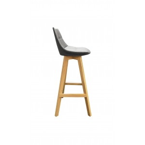 Chaise haute de bar scandinave avec piètement bois - coloris gris - vue de côté - DEB