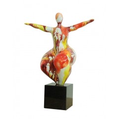 Statue femme ronde en résine multicolore posture yoga H58cm - vue de 3/4 - RELAX WOMAN
