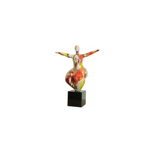 Statue femme ronde en résine multicolore en posture de yoga H58cm - vue de loin - RELAX WOMAN