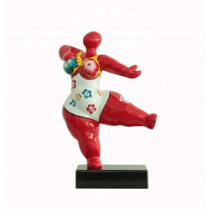 Statuette femme danseuse en résine rouge H33cm - DANCY