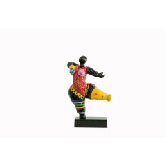 sculpture femme noire 33 cm danseuse maillot rouge dentelle multicolore - DANCING MEXICO
