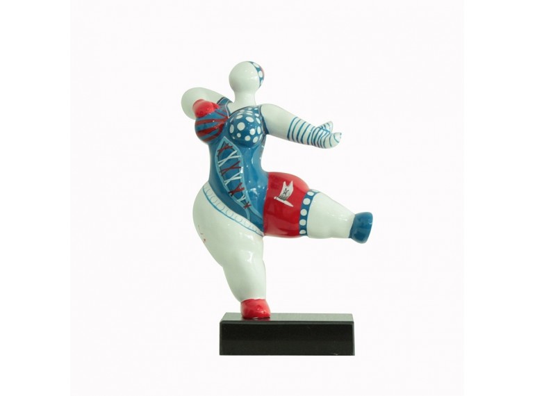 sculpture femme 33 cm danseuse pirate bleue et rouge - CAPTAIN LADY